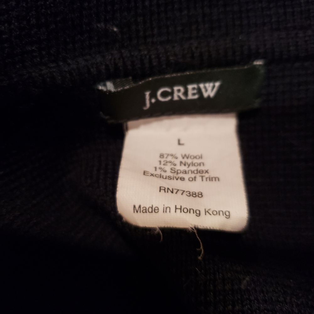 J. Crew Navy Blue Button Front Wool Blend Cardigan Cream Ruffle Accents 21ptp - Picture 3 of 3